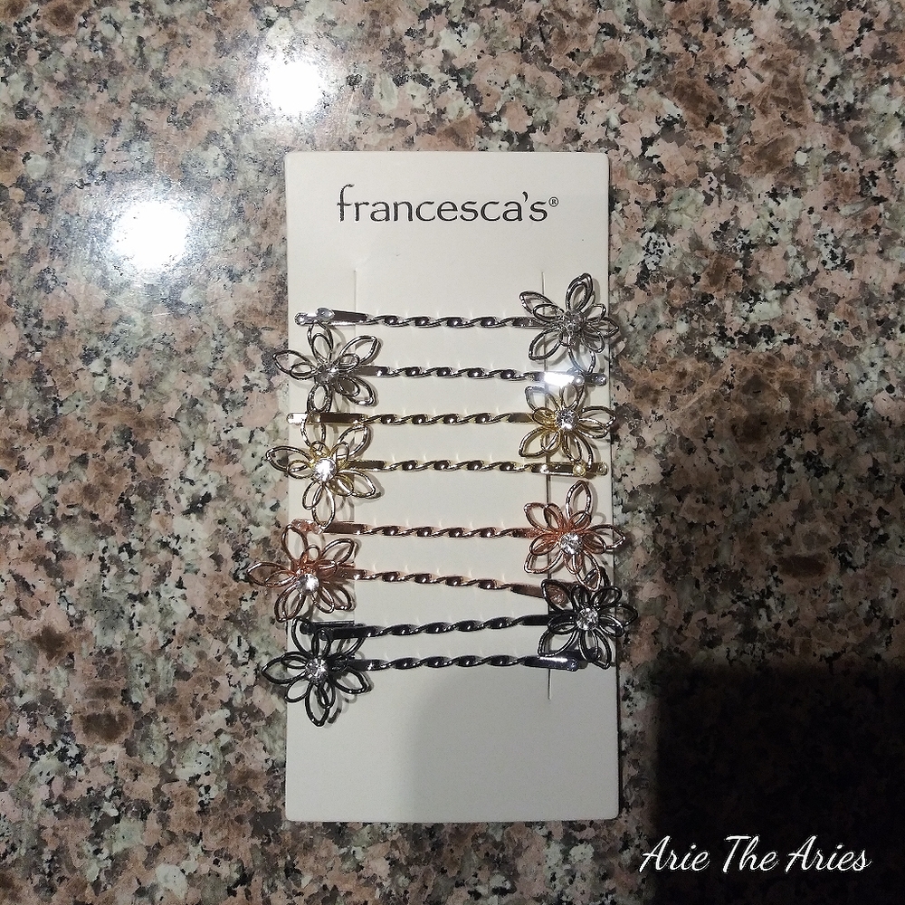 8 METAL FLORAL HAIR CLIPS